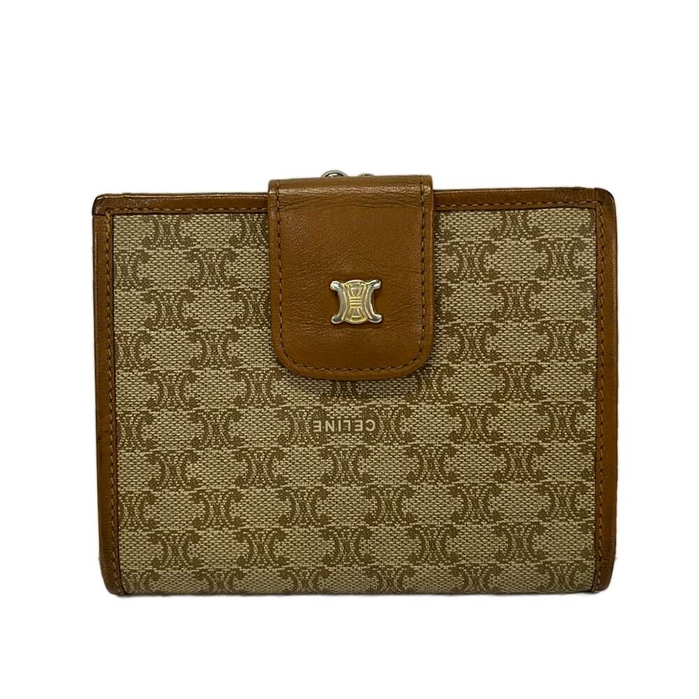 Celine Macadam Bifold Wallet Beige Brown PVC Leather